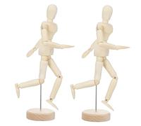 HAPINARY 2pcs Wooden Mannequin Jointed Drawing Figures for Artists Solid Wood Sketching Models with Moveable Joints Durable Art Supplies for Studio Home Office Decor and Creative Learning