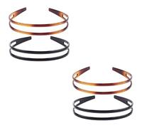 HAPINARY 2sets Double Row Hair Bands Slip Hair Hoops Elastic Head Bands Pack of 5 Brown for Women Girls 6pcs*2