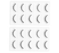 HAPINARY 2sets Long False Lashes Full Length Width Manmade Fiber Natural Look Party Daily Wear 5pairs*2