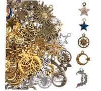 HAPINARY 3 packs DIY Star Moon Planet Alloy Charms Lightweight Pendants for Jewelry Making Keychains Bracelets Necklace Crafting Accessories with Mixed Colors