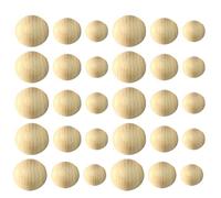HAPINARY 30 Pcs Half Craft Ball Wooden Beads Thickened Solid Lotus Wood Hemisphere Semi-Ball for DIY Beads Chain Crafts, Evenly Sized, Friendly