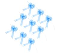 HAPINARY 30 Pieces Ribbon Pull Bow Flower Plastic Pull Ribbons Bow Easy to Assemble Decorative Effect Blue Ornamental Style for Box Packaging
