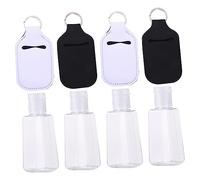 HAPINARY 30ml Refillable Hand Bottle Set with Covers 4pcs Portable Cosmetic Travel Bottles for Liquid Lotion Includes 2 Black and 2 White Holders for Easy Carry