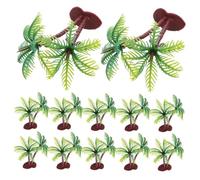 HAPINARY 36pcs Miniature Artificial Palm Trees for Diorama and Train Scenery Realistic Plastic Coconut Palm Model Trees with Deep Trunks and Dark Green Leaves Faux Tiny for Aquarium and