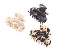 HAPINARY 3pcs Acetate Plate Hair Clips for Women Large Marble Pattern Claw Clips for Thick Hair with Leopard Print Random Color Random Color
