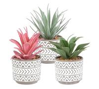 HAPINARY 3pcs Artificial Potted Plants Faux Greenery Indoor Realistic Sand Material Aloe Sword Grass for Front Porch Dining Table Accent