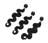 HAPINARY 3pcs Black Body Wave Synthetic Hair Bundles Medium Length 16-18 Inch Wave Hair Extensions for Women Natural Style