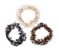 HAPINARY 3pcs Crystal Hair Ties Elastic Ponytail Holders for Women Girls Non-damaging Hair Accessories Rainbow Colors for All Hairstyles