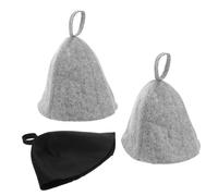 HAPINARY 3pcs Hair Drying Cap Black Felt Sauna Hat Steam Cap for Women Spa Accessory Quick-drying Feature