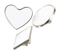 HAPINARY 3pcs Heat Transfer Printing Brooches DIY Decoration Pins in Zinc Alloy, Heart, and Square Shapes for Clothes, Bags, and Hats Featuring Fine Workmanship and Smooth