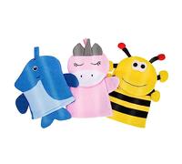 HAPINARY 3pcs Kids Exfoliating Bath Gloves Cartoon Shower Mitts Body Scrubber Back Scrubber Cute Bee, Penguin, Unicorn Patterns for Gentle Bathing