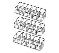 HAPINARY 3pcs Lip Gloss Organizer Box with Slots Multi-functional Acrylic Storage Container for Lipstick Nail Polish and Facial Transparent Cosmetic Display Case for Bedroom Vanity