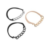 HAPINARY 3pcs Metal Ponytail Holder Set, Elastic Heavy Duty Chain Link Hair Ties for Women, Black Gold Silver Hairband Bracelets, Thick Hair Elastics for Party and Daily Styling