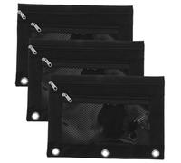 HAPINARY 3pcs Pencil Pouch Set for 3 Rings Binder, Black Oxford Cloth Zipper Binder Pocket, Office File Bag Compatible B5 Loose Leaf