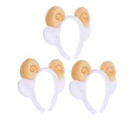 HAPINARY 3PCS Plush Goat Headbands with Curled Sheep Horns Soft Cosplay Ears Hair Hoops for Birthday Halloween Party Favors Fits All Stylish and Fun Accessory