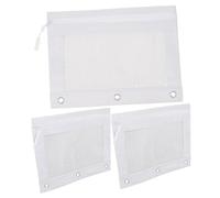 HAPINARY 3pcs Polyester Binder Pencil Pouch Large Zipper Pencil Case Binder Pen Bag File Bag Blinder Pouches Organiser