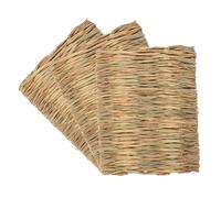 HAPINARY 3pcs Small Animal Grass Mats Woven Summer Bed Mat for Guinea Hamster Natural Safe Straw Pad for Chewing Exploring Comfort Cages