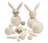 HAPINARY 3Pcs Unfinished Wooden Easter Bunny Figurines Hand-Assembled DIY Animal Peg Dolls for Easter Party Decor and Crafting Home Decoration