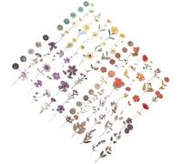 HAPINARY 4 Bags of Dried Flowers Stickers for DIY Craft Material, Beautiful Pattern Embossed Scrapbook Background Paper, for Handmade Greeting Cards and Photo Albums