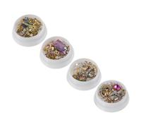 HAPINARY 4 Boxes DIY Nail Art Decor Kit: Mixed Decorations - Nail Charms With Seashells Simulation Pearls And Metal Chains For Women