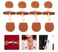 HAPINARY 4 Pairs Horn Toggle Buttons for Clothes, Retro Pu Leather Coat Fasteners, Cardigan Closure Buttons Sewing Accessories for Women Sweaters and Jackets
