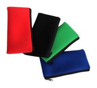 HAPINARY 4 Pcs Large Capacity Multifunctional Pencil Pouch Set with Zipper, Sturdy Neoprene Material, Multipurpose Storage Bags for Students, Office, School Supplies - Black, Red, Blue,