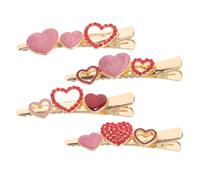 HAPINARY 4 Pcs Red Heart Hair Clips for Rhinestone Glitter Metal Hair Accessories Set Decorative Clips for and Women’S Fashion Styling