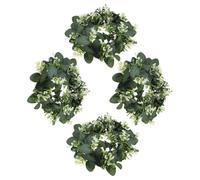 HAPINARY 4 Pcs Small Eucalyptus Wreaths, 13 Inch Artificial Greenery Rings, Farmhouse Round Leaf Wreaths for Front Doors Indoors Kitchen Cabinet Table Centerpiece Wall Decor