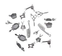 HAPINARY 40pcs Assorted Silver Mirror Pendant Charms for DIY Jewelry Making Mini Scissors Hair Dryer and Unique Shapes for Necklaces Bracelets and Crafts