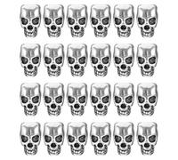 HAPINARY 40pcs Large Alloy Skull Beads for Jewelry Making Zinc Metal Spacer Charms for Bracelets Necklaces Earrings Punk Style Skeleton Beads Compatible with Wide Cords and Chains