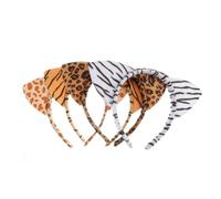 HAPINARY 4pcs Animal Ear Headbands Lightweight Plush Cosplay Headdress for Women with Tiger Zebra Leopard Comfortable and Portable Hair Accessories