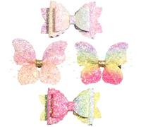 HAPINARY 4pcs Assorted Colour Bow and Butterfly Hair Clips for Babies and Children Fabric and Alloy Material Chic Style Hair Accessories That Will Not Hurt Or Fade for Baby Showers