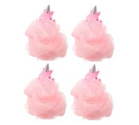 HAPINARY 4pcs Bath Sponge Soft Exfoliating Shower Puff Body Scrubber with Cute Unicorn Animal Shapes for Boys Gentle Skin Care Bath Fun
