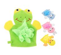 HAPINARY 4Pcs Bathing Gloves Wash Mitts Set with Cartoon Duck, Rabbit, Frog, Bear Designs - Soft Shower Gloves for Newborns and Bathing Supplies