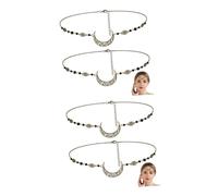 HAPINARY 4pcs Boho Headpiece Women Headwear Bridal Forehead Chain Rhinestone Hair Accessories for Women Girls