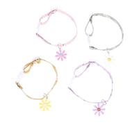 HAPINARY 4pcs Cat Daisy Collar Bow Set Safety Buckle Calming Cat Collar Pet Kitten Flower Adjustable for Daily Wear