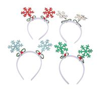 HAPINARY 4pcs Christmas Snowflake Headbands for Women Lightweight Glitter Hairbands Holiday Party Accessories Festive Winter Event Decoration Supplies Green Red Blue White