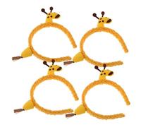 HAPINARY 4pcs Cute Giraffe Cartoon Animal Hairbands for Women Face Washing Spa Headbands Plush Soft Headwear for Skincare Makeup Party Costume Accessories