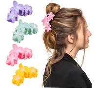 HAPINARY 4Pcs Decorative Flower Hair Clips Matte Finish Claw Clips for Hawaiian Hair Accessories for Weddings Garden Parties and Everyday Styling Gradient Colors