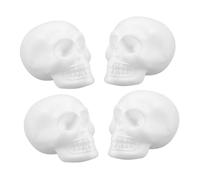HAPINARY 4pcs DIY Polystyrene Foam Skull Heads Blank White Craft Skulls for Halloween Decorations Art Projects Floral Arranging Garden Head Supplies