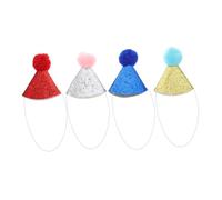 HAPINARY 4pcs Dog Cat Birthday Party Supplies Pet Cone Headgear Unisex Hat Decorations for Dogs and Cats