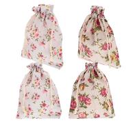 HAPINARY 4pcs Empty Sachet Bags for Lavender or Dried Flowers, Breathable Cotton and Linen Drawstring Pouches, Multi-functional Use for Pouch Gifting or New Years Decoration, 13x18cm