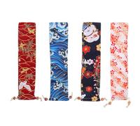 HAPINARY 4pcs Folding Hand Fan Case Set with Retro Japanese and Chinese-inspired Designs, Lightweight Polyester Cotton Pouch for Travel and Personal Use, Easy to Use Handheld Fan Sleeve