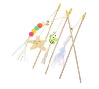 HAPINARY 4pcs Interactive Cat Teaser Toys with Colorful Bells Engaging Wand Toys for Indoor Cats Kittens Fun Safe Teasing Play Essentials for Your Pet's Exercise and Entertainment