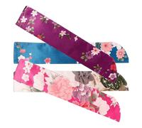 HAPINARY 4pcs Japanese Style Folding Hand Fan Sleeves with Satin Fabric, Portable Lace Hand Fan Holders in Rose Red, Light Blue, Purple and White Green Floral Patterns, Suitable for Gift