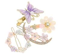 HAPINARY 4pcs Metal Rhinestone Clip Hair Pins Flower Butterfly Hair Barrette Boys and Girls Women's Accessories