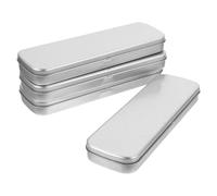 HAPINARY 4pcs Multi-Functional Tinplate Student Stationery Cases Pencil Storage Boxes Silver Colour Practical Design Does Not Hurt Hands Suitable for School Use