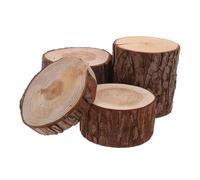 HAPINARY 4pcs Natural Wood Tree Stump Ornaments for Hamster Cage Small Animal Habitat Accessories with Log Slices Rustic Miniature Stumps for DIY Decor and Exploration