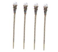 HAPINARY 4pcs Pearl Rhinestone Hair Pins Hair Chopstick Vintage for Women Bridal Pearl