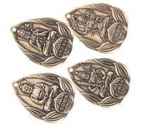 HAPINARY 4pcs Retro Brass Buddhist Amulet Keychain Vintage Hanging Ornaments with Delicate Carved Buddha Statues Compact Lightweight Pendants for DIY Keychains Necklaces Bracelets for Daily